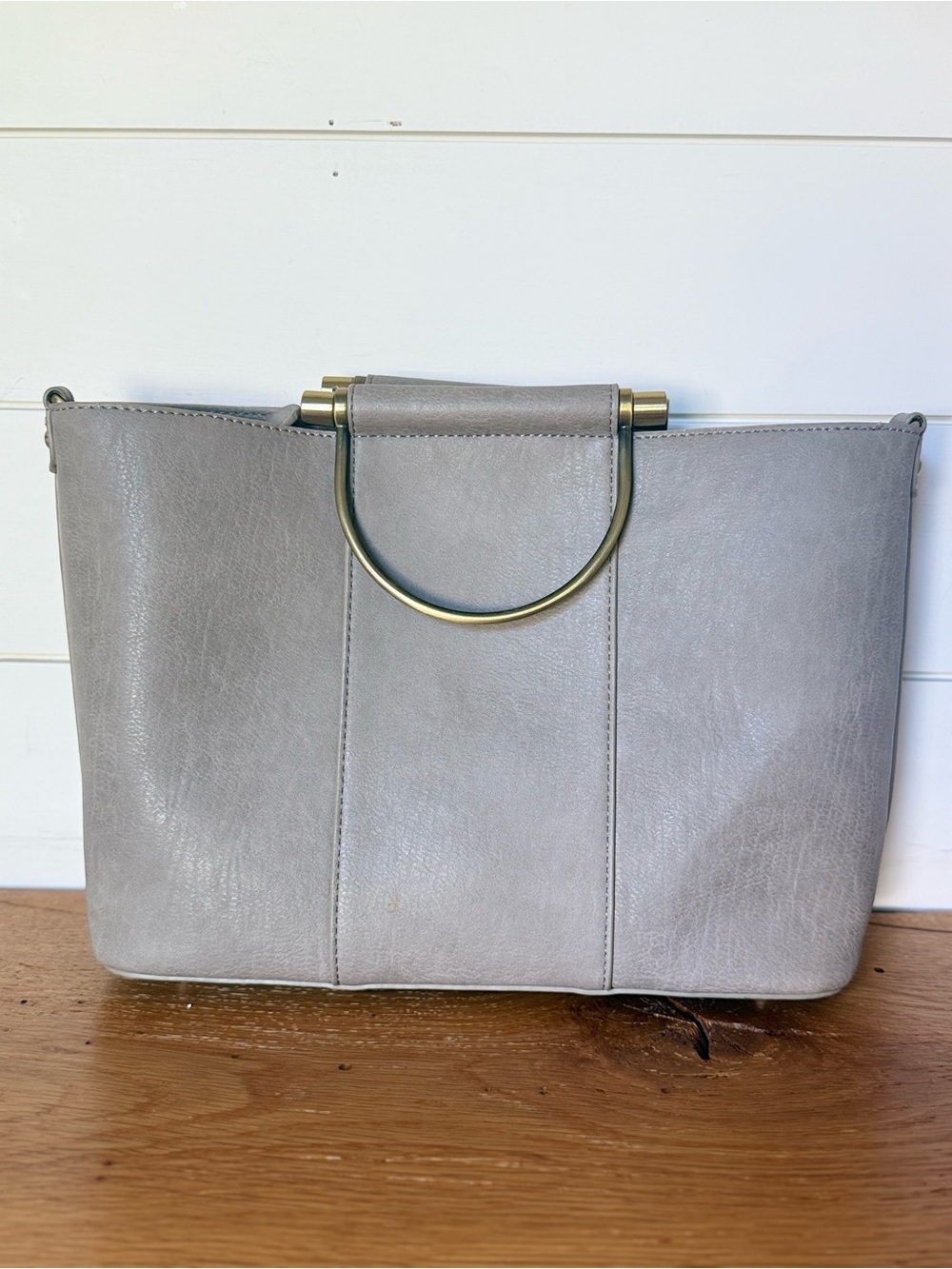 Antik Kraft Soft Grey Vegan Leather Hand Bag Shoulder/Crossbody w/Organizer